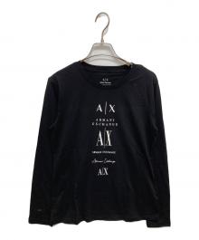 ARMANI EXCHANGE（アルマーニ エクスチェンジ）の古着「ロゴプリント長袖カットソー」｜ブラック