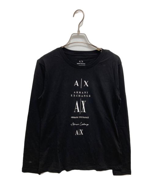 ARMANI EXCHANGE（アルマーニ エクスチェンジ）ARMANI EXCHANGE (アルマーニ エクスチェンジ) ロゴプリント長袖カットソー ブラック サイズ:Sの古着・服飾アイテム