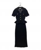 SELF PORTRAITセルフ ポートレイト）の古着「BLACK BOW CROCHET MIDI DRESS」｜ブラック