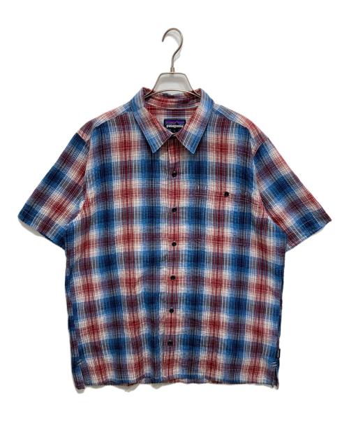 Patagonia（パタゴニア）Patagonia (パタゴニア) パッカーウェアシャツ/半袖シアサッカーチェックシャツ ブルー サイズ:Lの古着・服飾アイテム