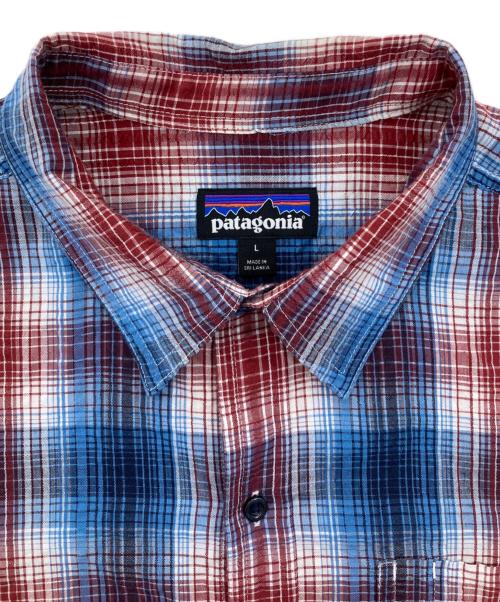 Patagonia（パタゴニア）Patagonia (パタゴニア) パッカーウェアシャツ/半袖シアサッカーチェックシャツ ブルー サイズ:Lの古着・服飾アイテム