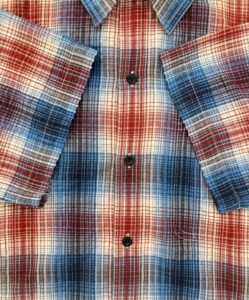 Patagonia（パタゴニア）Patagonia (パタゴニア) パッカーウェアシャツ/半袖シアサッカーチェックシャツ ブルー サイズ:Lの古着・服飾アイテム