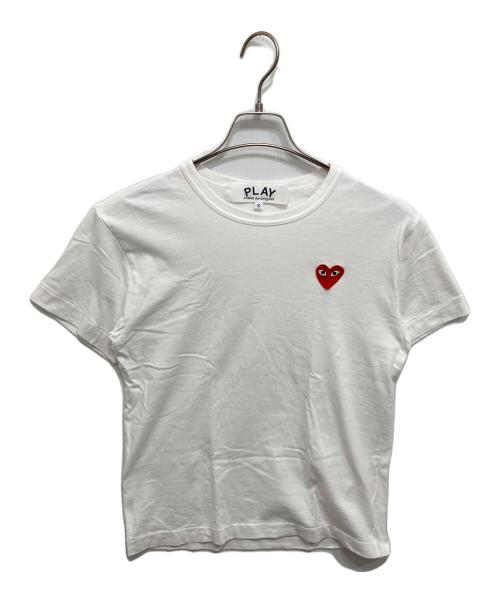 PLAY COMME des GARCONS（プレイコムデギャルソン）PLAY COMME des GARCONS (プレイコムデギャルソン) ハート刺繍ロゴ半袖カットソー ホワイト サイズ:Sの古着・服飾アイテム