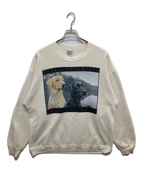 marathon apparel（マラソンアパレル）marathon apparel (マラソンアパレル) 90’Sドッグプリントスウェット ホワイト サイズ:XLの古着・服飾アイテム