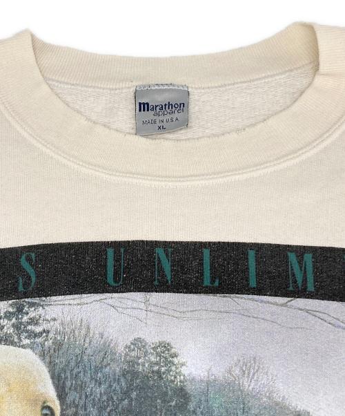 marathon apparel（マラソンアパレル）marathon apparel (マラソンアパレル) 90’Sドッグプリントスウェット ホワイト サイズ:XLの古着・服飾アイテム
