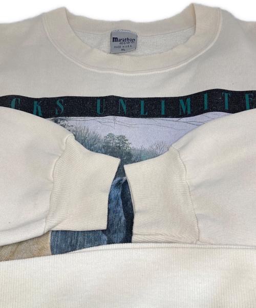 marathon apparel（マラソンアパレル）marathon apparel (マラソンアパレル) 90’Sドッグプリントスウェット ホワイト サイズ:XLの古着・服飾アイテム