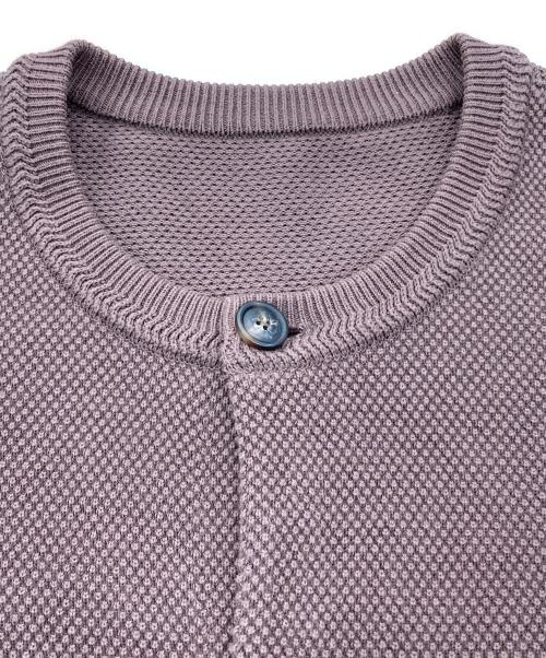 clepsucule（クレプスキュール）clepsucule (クレプスキュール) Moss Stitch Crew Cardigan ブラウン サイズ:SZIE1の古着・服飾アイテム