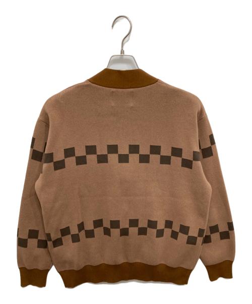 son of the cheese（（サノバチーズ））SON OF THE CHEESE (（サノバチーズ）) Chessboard Check Cardigan/ジップニットカーディガン ブラウン サイズ:Lの古着・服飾アイテム