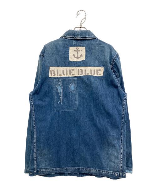 BLUE BLUE（ブルーブルー）BLUE BLUE (ブルーブルー) リペア加工ショールカラーデニムジャケット インディゴ サイズ:SIZ4の古着・服飾アイテム