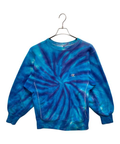 Champion（チャンピオン）Champion (チャンピオン) 80'’sタイダイ染めクルーネックスウェット ブルー×パープル サイズ:Lの古着・服飾アイテム