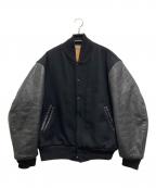 Golden Bearゴールデンベア）の古着「90’s袖レザー切替スタジャン」｜ブラック