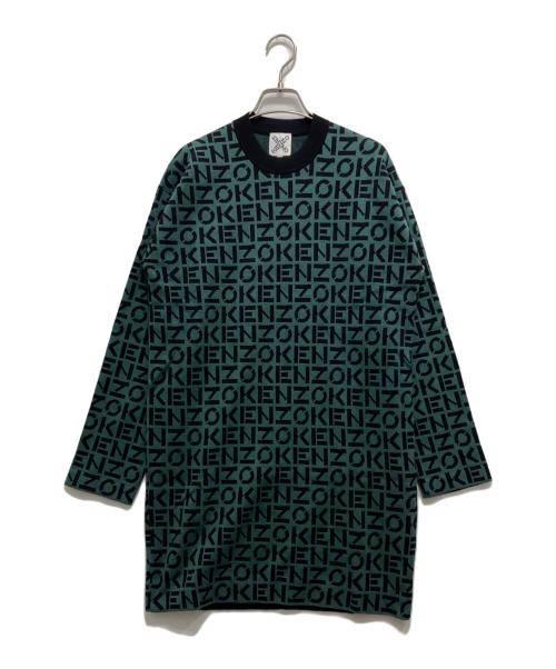KENZO（ケンゾー）KENZO (ケンゾー) 総ロゴニットワンピース グリーン サイズ:Mの古着・服飾アイテム