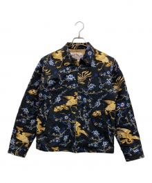 CALEE（キャリー）の古着「Allover embroidery pattern jacket/刺繍ジャケット」｜ブラック