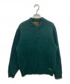 CALEEキャリー）の古着「HENLEY NECK HERRINGBONE KNIT SWEATER/ヘンリーネックヘリンボーンニット」｜グリーン