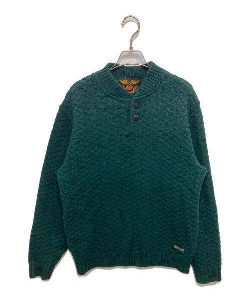 CALEE（キャリー）CALEE (キャリー) HENLEY NECK HERRINGBONE KNIT SWEATER/ヘンリーネックヘリンボーンニット グリーン サイズ:Mの古着・服飾アイテム