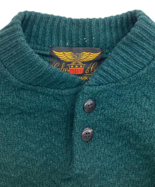 CALEE（キャリー）CALEE (キャリー) HENLEY NECK HERRINGBONE KNIT SWEATER/ヘンリーネックヘリンボーンニット グリーン サイズ:Mの古着・服飾アイテム