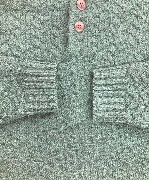 CALEE（キャリー）CALEE (キャリー) HENLEY NECK HERRINGBONE KNIT SWEATER/ヘンリーネックヘリンボーンニット グリーン サイズ:Mの古着・服飾アイテム