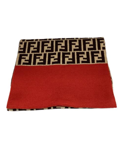 FENDI（フェンディ）FENDI (フェンディ) ズッカ柄マフラー ベージュ×レッド サイズ:FREEの古着・服飾アイテム