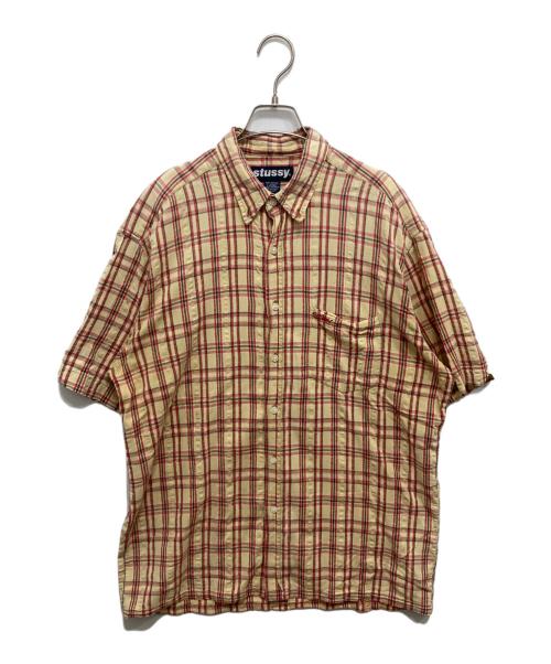 stussy（ステューシー）stussy (ステューシー) 90’s半袖チェックシャツ ネイビー サイズ:Lの古着・服飾アイテム