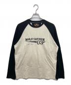 HARLEY-DAVIDSONハーレーダビッドソン）の古着「ラグランカットソー」｜ブラック×ホワイト