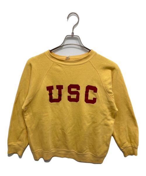 COLLEGIATE PACIFIC（カレッジパシフィック）Collegiate Pacific (カレッジパシフィック) 70’sカレッジロゴラグランスウェット イエロー サイズ:Mの古着・服飾アイテム