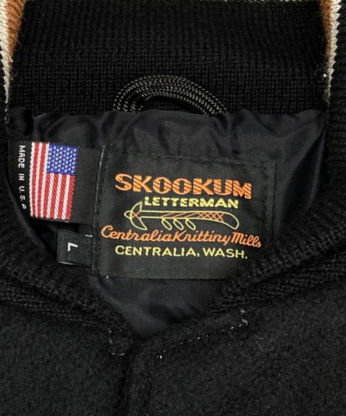 skookum（スクーカム）SKOOKUM (スクーカム) AWARD JACKET ブラック×ブラウン サイズ:Lの古着・服飾アイテム