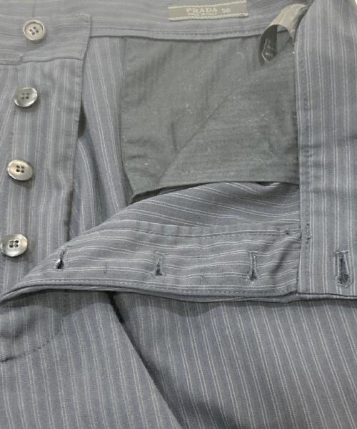 PRADA（プラダ）PRADA (プラダ) ウール混ストライプスラックス ネイビー サイズ:SIZE50の古着・服飾アイテム