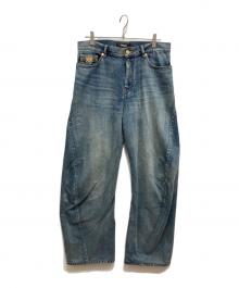 VERSACE（ヴェルサーチ）の古着「Made in Japan Baggy Twisted Denim Jeans/ユーズド加工デニムパンツ」｜インディゴ