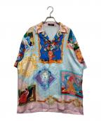 VERSACEヴェルサーチ）の古着「Gallery Silk Shirt/総柄シルクシャツ」｜スカイブルー