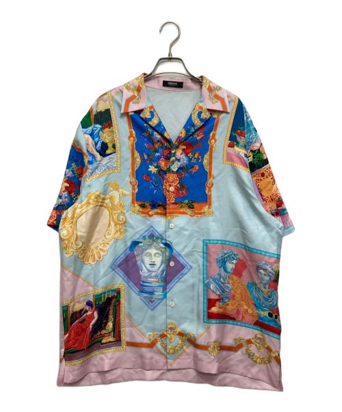 VERSACE（ヴェルサーチ）VERSACE (ヴェルサーチ) Gallery Silk Shirt/総柄シルクシャツ スカイブルー サイズ:SIZE50の古着・服飾アイテム