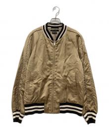 MARC JACOBS（マークジェイコブス）の古着「ボーダートリム ボンバージャケット/スカジャン」｜ベージュ