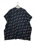 BALENCIAGAバレンシアガ）の古着「ロゴ オーバーサイズ ポンチョ/スクリプトロゴプリントTシャツドレス」｜ブラック