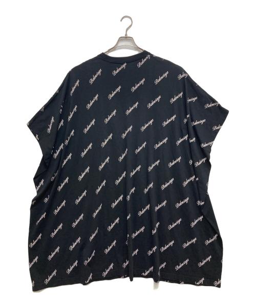 BALENCIAGA（バレンシアガ）BALENCIAGA (バレンシアガ) ロゴ オーバーサイズ ポンチョ/スクリプトロゴプリントTシャツドレス ブラック サイズ:XSの古着・服飾アイテム