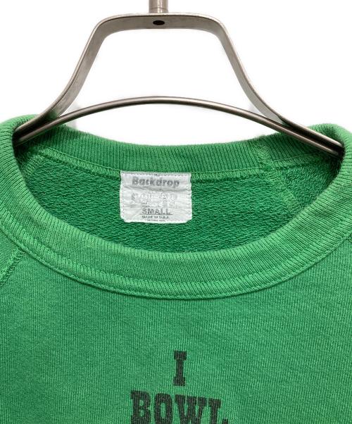 BACKDROP（バックドロップ）BACKDROP (バックドロップ) Vintage PEANUTS (ヴィンテージピーナッツ) スヌーピープリントラグランスウェット グリーン サイズ:Sの古着・服飾アイテム