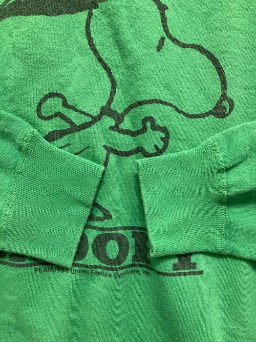 BACKDROP（バックドロップ）BACKDROP (バックドロップ) Vintage PEANUTS (ヴィンテージピーナッツ) スヌーピープリントラグランスウェット グリーン サイズ:Sの古着・服飾アイテム