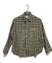 POST O'ALLS（ポストオーバーオールズ）の古着「St.Louis cotton flannel plaid grey block/チェックシャツ」｜グリーン