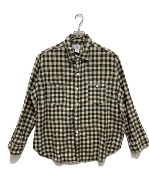 POST O'ALLS（ポストオーバーオールズ）POST O'ALLS (ポストオーバーオールズ) St.Louis cotton flannel plaid grey block/チェックシャツ グリーン サイズ:XLの古着・服飾アイテム