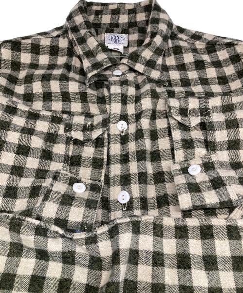 POST O'ALLS（ポストオーバーオールズ）POST O'ALLS (ポストオーバーオールズ) St.Louis cotton flannel plaid grey block/チェックシャツ グリーン サイズ:XLの古着・服飾アイテム