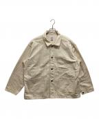 POST O'ALLSポストオーバーオールズ）の古着「Sylvania HBT Stripe/ストライプカバーオール」｜ホワイト