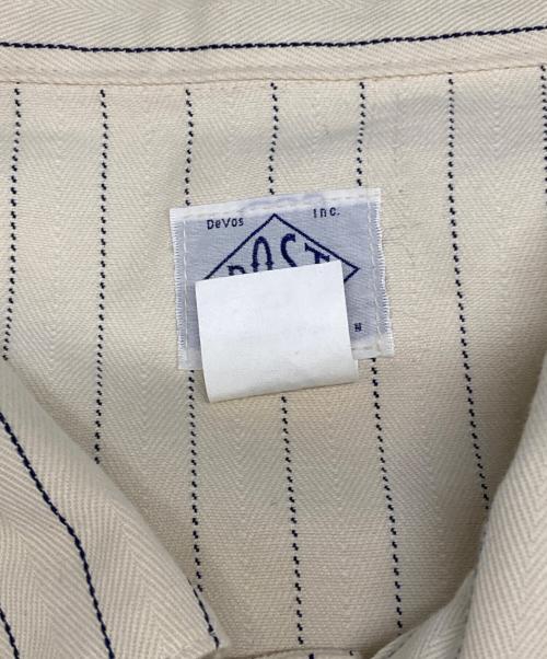 POST O'ALLS（ポストオーバーオールズ）POST O'ALLS (ポストオーバーオールズ) Sylvania HBT Stripe/ストライプカバーオール ホワイト サイズ:XLの古着・服飾アイテム
