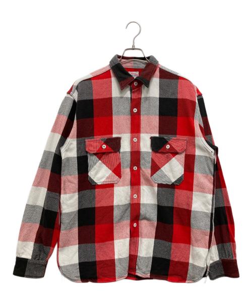 THE REAL McCOY'S（ザ・リアルマッコイズ）THE REAL McCOY'S (ザ・リアルマッコイズ) 8HU LUMBERJACK BLOCK CHECK FLANNEL SHIRT/コットンチェックシャツ レッド サイズ:17の古着・服飾アイテム