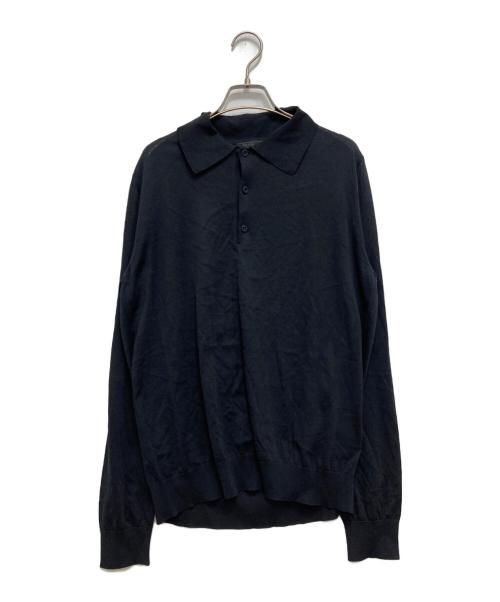PRADA（プラダ）PRADA (プラダ) シルク混ニットポロシャツ ネイビー サイズ:SIZE50の古着・服飾アイテム