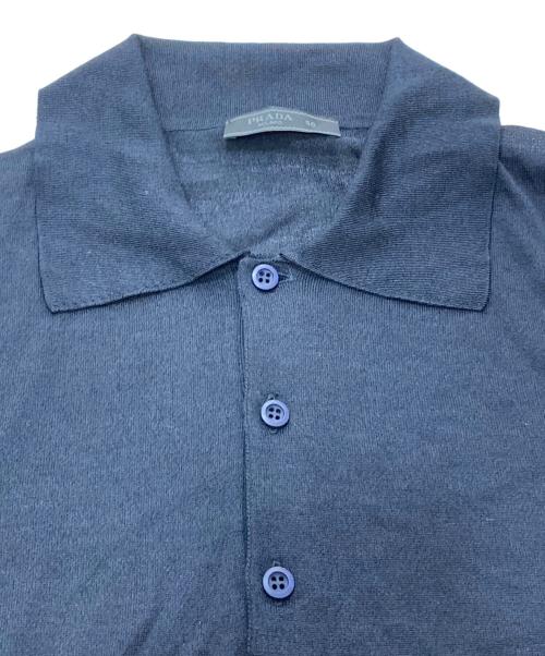 PRADA（プラダ）PRADA (プラダ) シルク混ニットポロシャツ ネイビー サイズ:SIZE50の古着・服飾アイテム