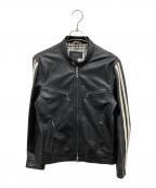 BURBERRY BLACK LABELバーバリーブラックレーベル）の古着「ラムレザーシングルライダースジャケット」｜ブラック