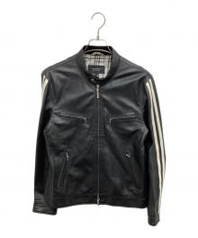 BURBERRY BLACK LABEL（バーバリーブラックレーベル）の古着「ラムレザーシングルライダースジャケット」｜ブラック