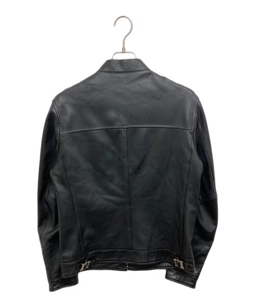 BURBERRY BLACK LABEL（バーバリーブラックレーベル）BURBERRY BLACK LABEL (バーバリーブラックレーベル) ラムレザーシングルライダースジャケット ブラック サイズ:Lの古着・服飾アイテム
