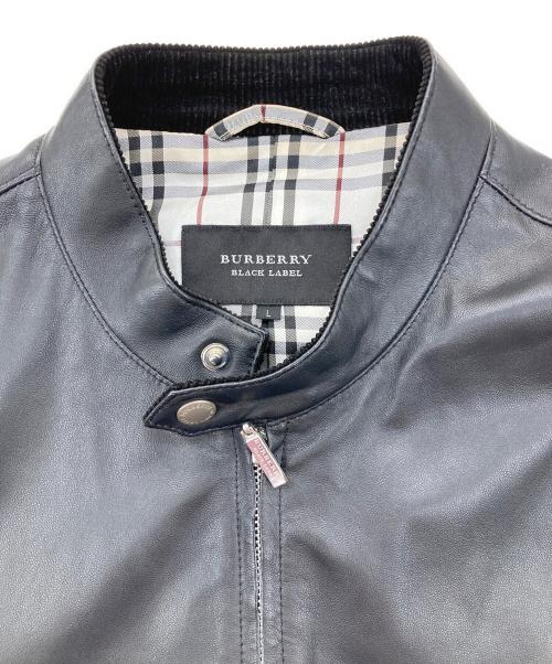 BURBERRY BLACK LABEL（バーバリーブラックレーベル）BURBERRY BLACK LABEL (バーバリーブラックレーベル) ラムレザーシングルライダースジャケット ブラック サイズ:Lの古着・服飾アイテム