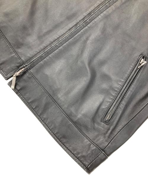 BURBERRY BLACK LABEL（バーバリーブラックレーベル）BURBERRY BLACK LABEL (バーバリーブラックレーベル) ラムレザーシングルライダースジャケット ブラック サイズ:Lの古着・服飾アイテム