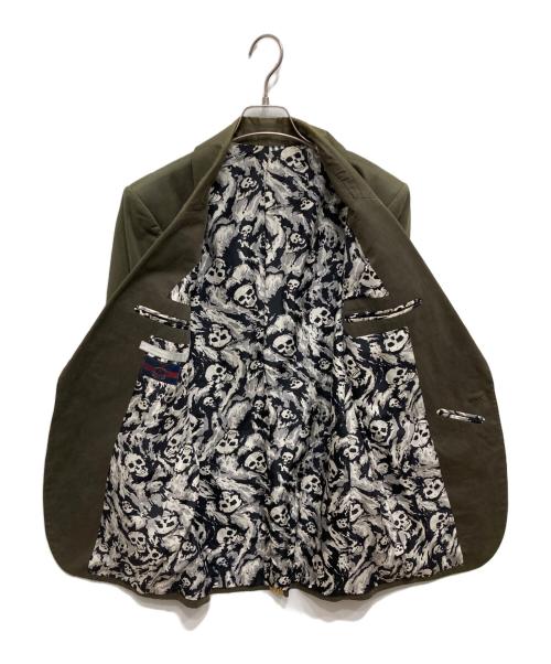 NUMBER (N)INE（ナンバーナイン）NUMBER (N)INE (ナンバーナイン) TESSUTI DI SONDRIO 01SS 裏地骸骨柄ジャケット オリーブ サイズ:SIZE3の古着・服飾アイテム