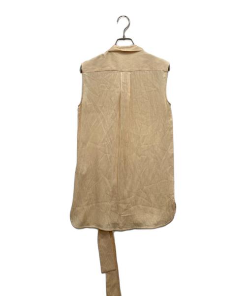 CELINE（セリーヌ）CELINE (セリーヌ) シルクノースリーブボウタイブラウス ベージュ サイズ:SIZE34の古着・服飾アイテム
